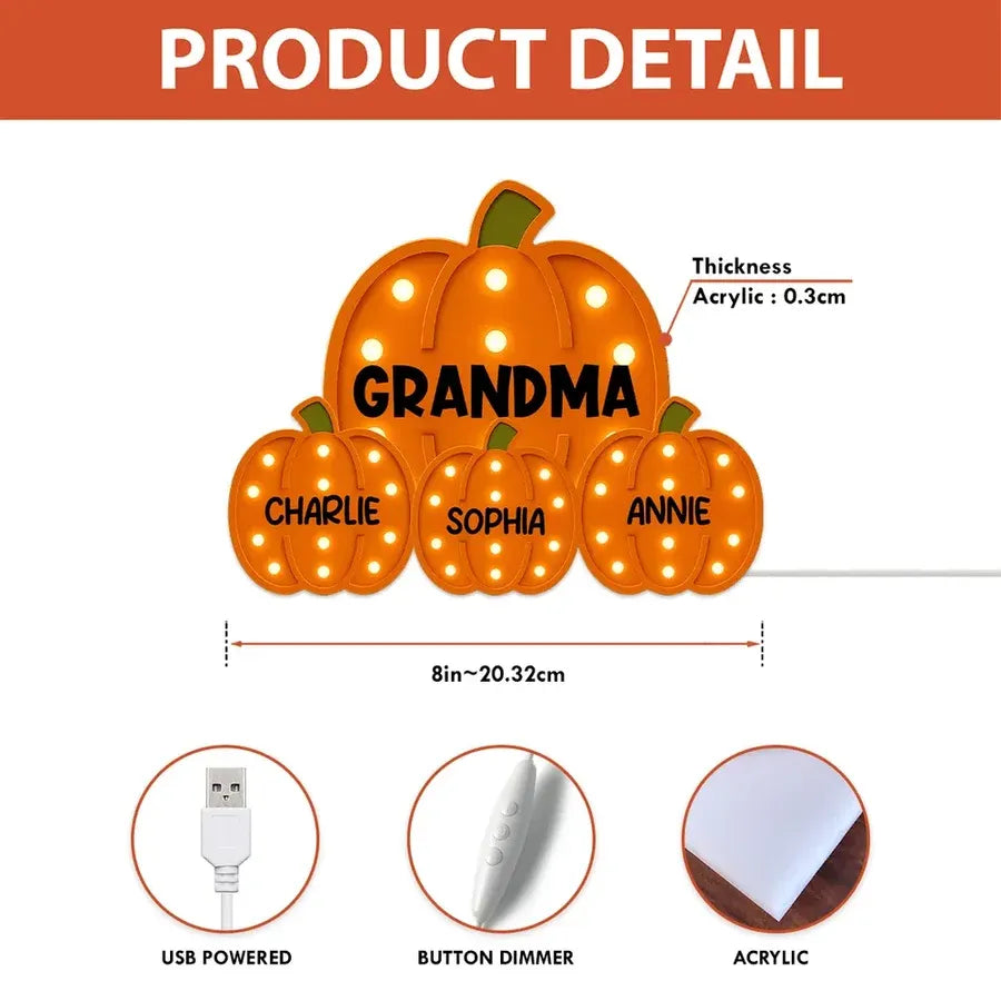 Grandma Pumpkin Acrylic Light Box