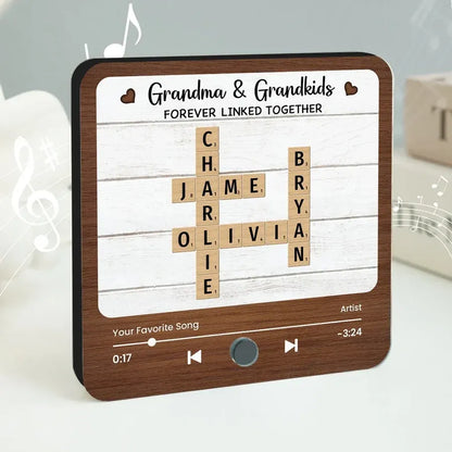 Grandma & Grandkids Rustic Tile Acrylic Music Magnet
