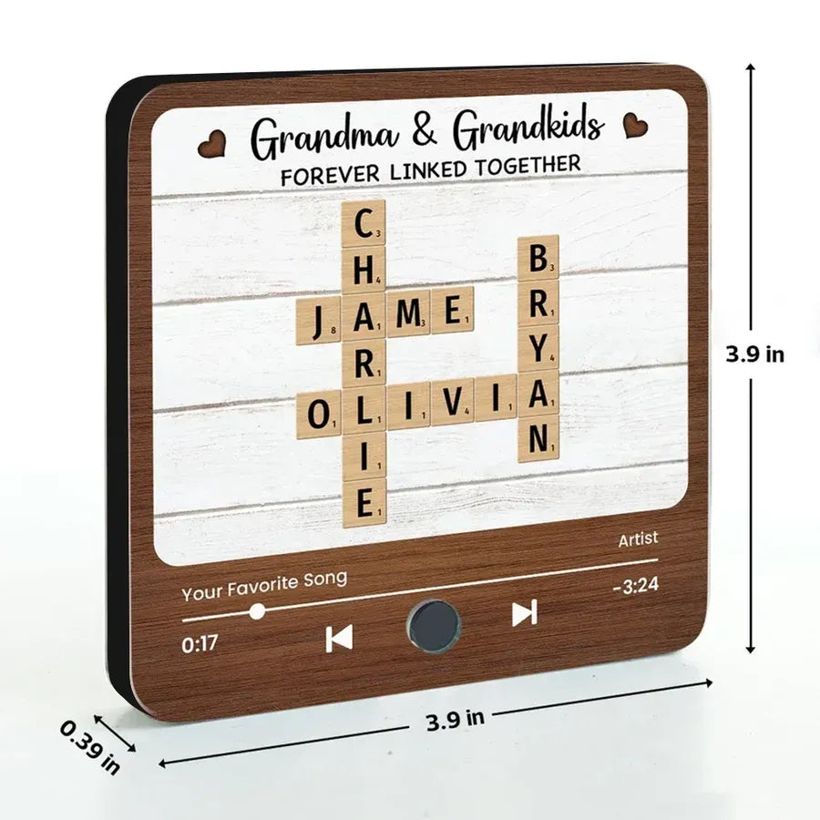 Grandma & Grandkids Rustic Tile Acrylic Music Magnet