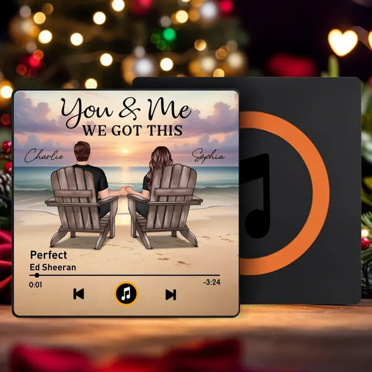Personalized Beach Sunset Couple Acrylic Music Magnet