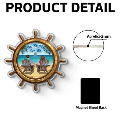 Personalized Cruise Couple Ship Wheel Acrylic Magnet