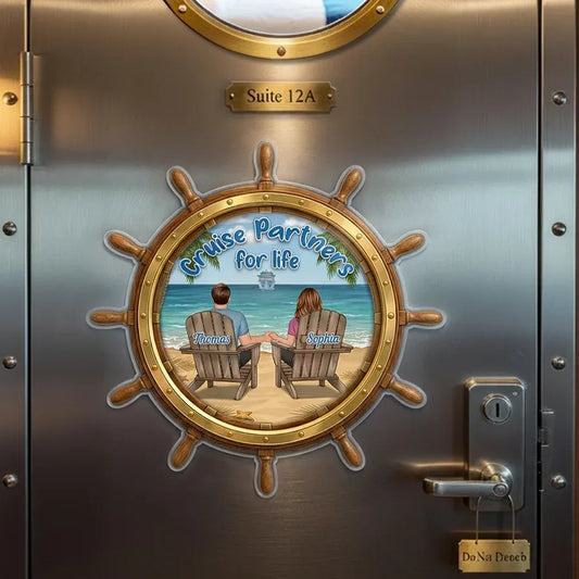 Personalized Cruise Couple Ship Wheel Acrylic Magnet