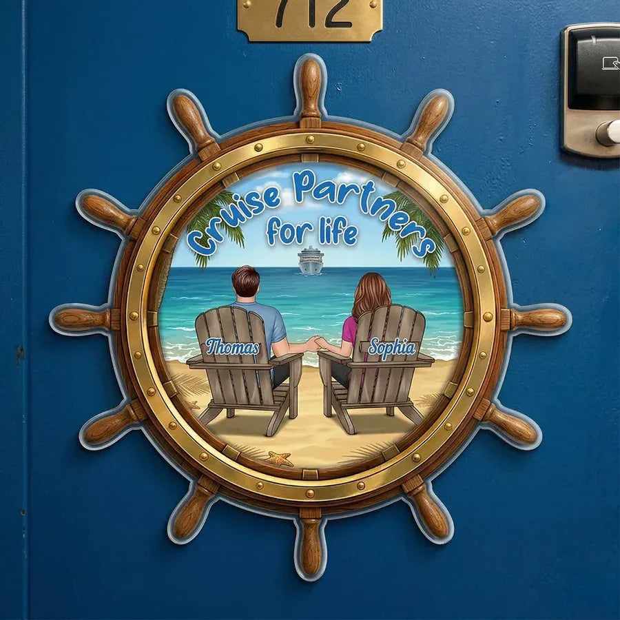 Personalized Cruise Couple Ship Wheel Acrylic Magnet