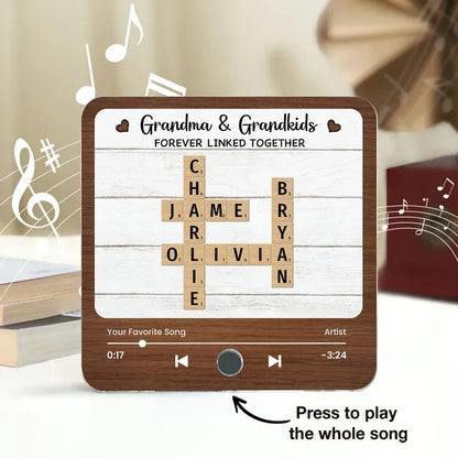 Grandma & Grandkids Rustic Tile Acrylic Music Magnet