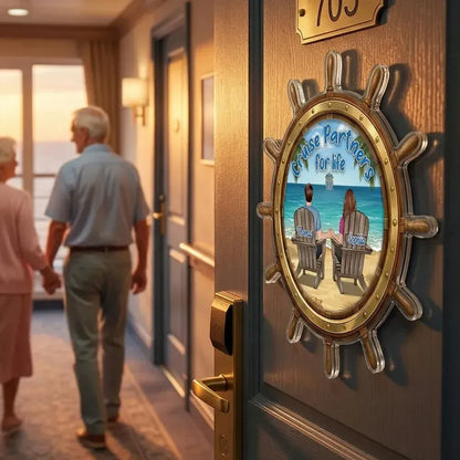 Personalized Cruise Couple Ship Wheel Acrylic Magnet