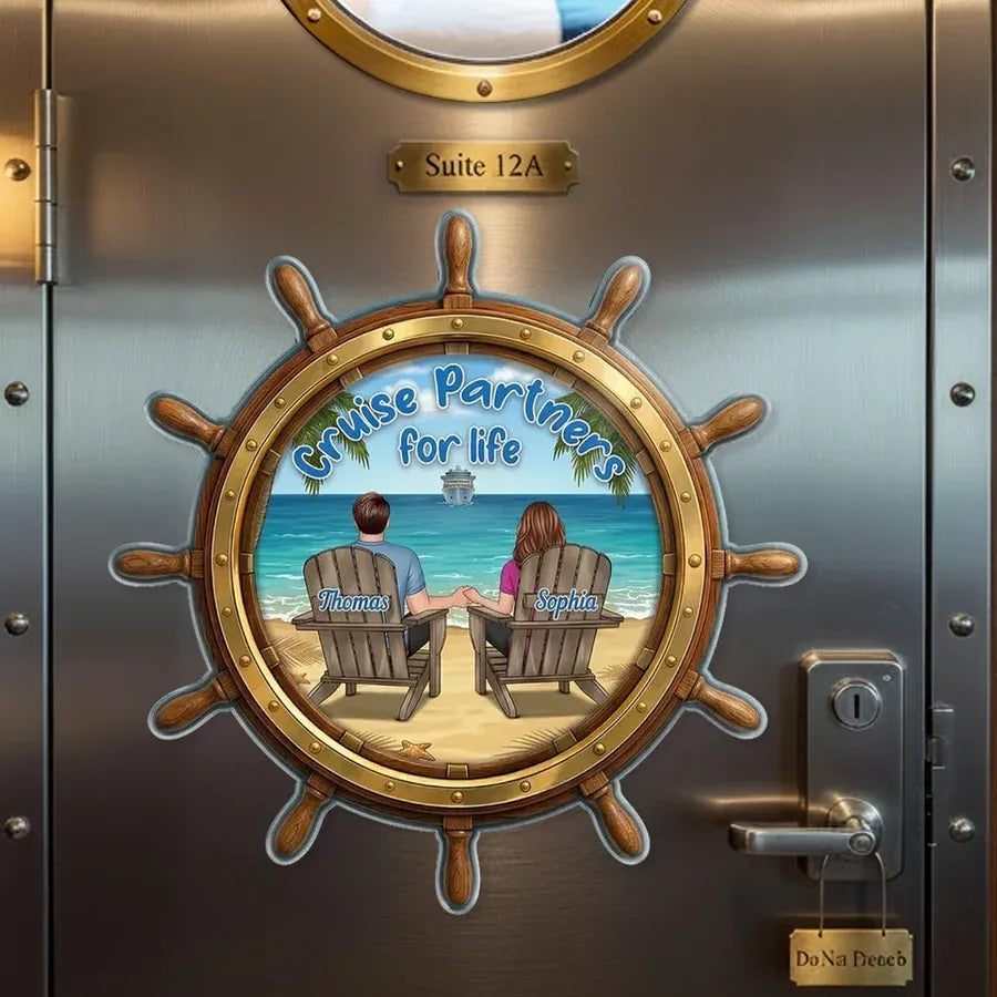 Personalized Cruise Couple Ship Wheel Acrylic Magnet