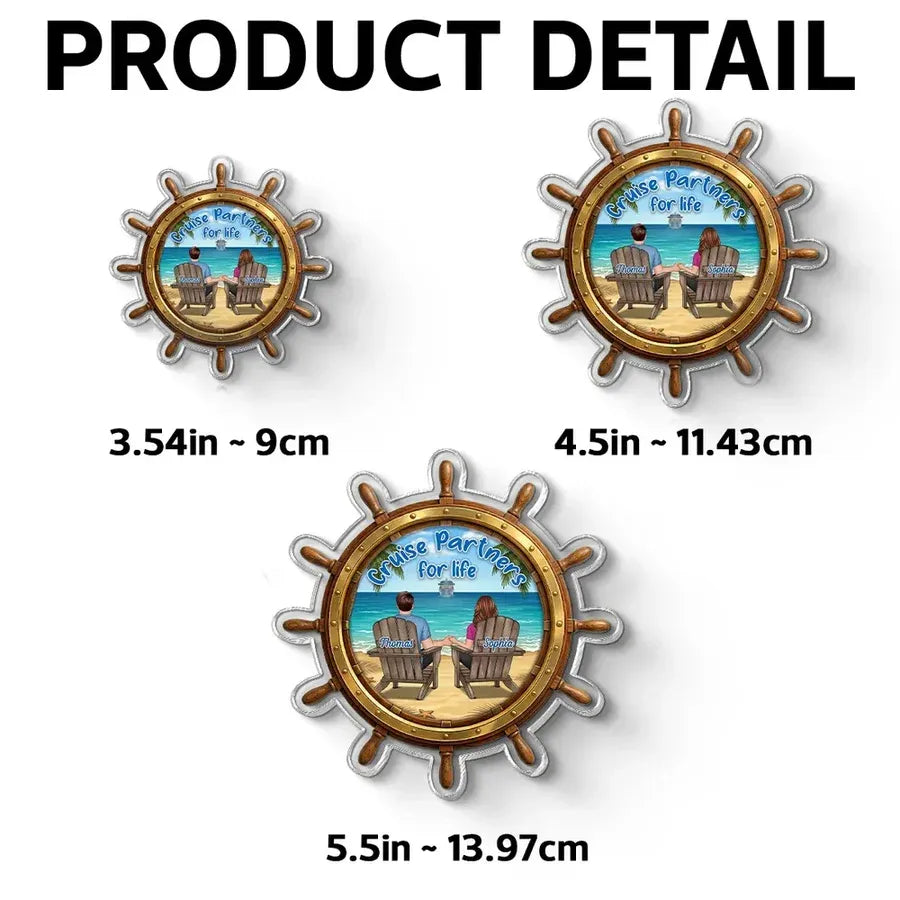 Personalized Cruise Couple Ship Wheel Acrylic Magnet