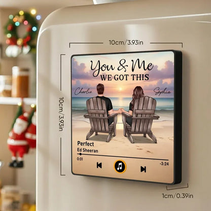 Personalized Beach Sunset Couple Acrylic Music Magnet