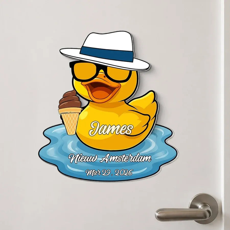 Personalized Duck Pool Float Acrylic Magnet