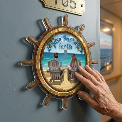 Personalized Cruise Couple Ship Wheel Acrylic Magnet
